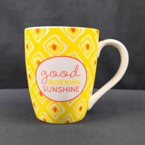 Pier 1 Imports Good Morning Sunshine Mug Yellow Honeycomb Geometric Coffee Cup